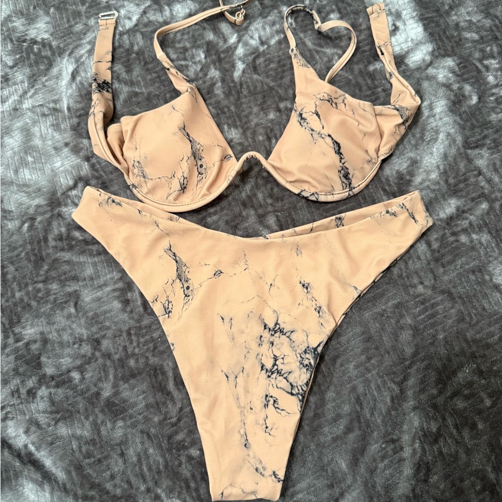 Marble Print Bikini Set